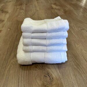 5 Pc RALPH LAUREN Wescott Sailcloth White 1 Hand Towel 4 Washcloths COTTON